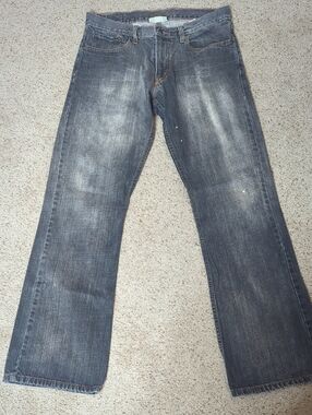 Levi's 527 Low Boot Cut Jeans Mens Washed Charcoal Distressed Denim